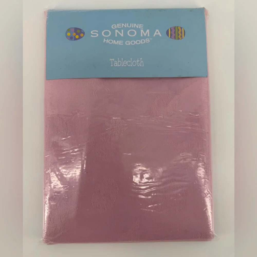 NEW Sonoma Easter Damask Printed Light Pink Tablecloth, Oblong 52